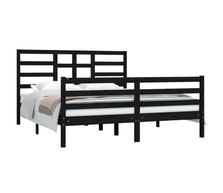 vidaXL Lovos rėmas, juodos spalvos, 160x200cm, medienos masyvas