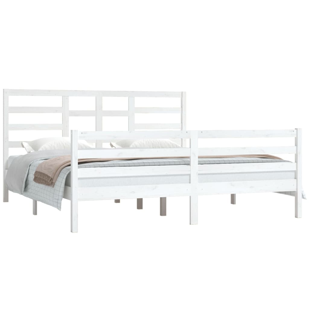 vidaXL Bedframe massief hout wit 180x200 cm 6FT Super King