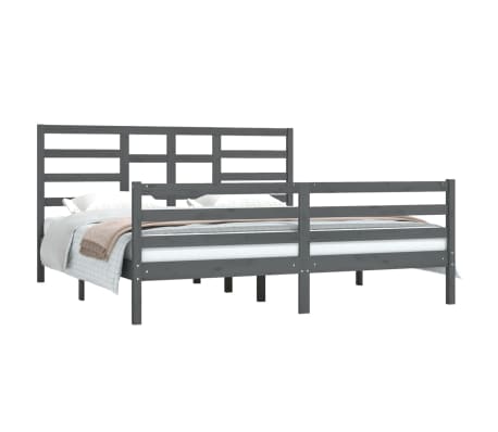 vidaXL Lovos rėmas, pilkas, 180x200cm, medienos masyvas, itin didelis