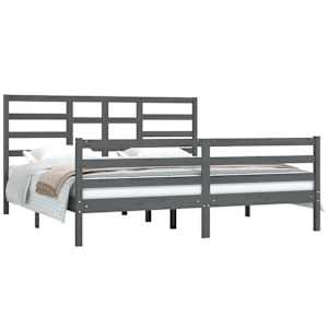 vidaXL Lovos rėmas, pilkas, 180x200cm, medienos masyvas, itin didelis