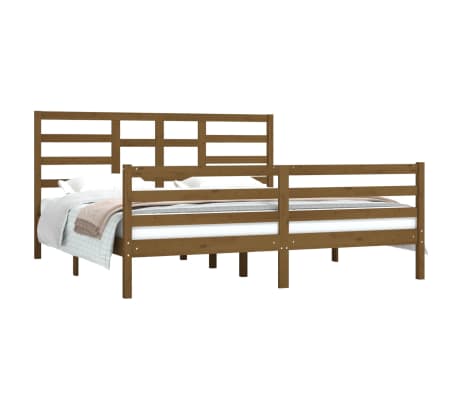 vidaXL Lovos rėmas, medaus rudas, 180x200cm, mediena, itin didelis