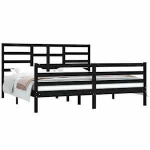 vidaXL Lovos rėmas, juodas, 180x200cm, medienos masyvas, itin didelis