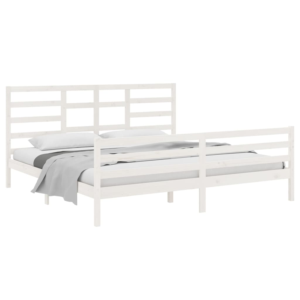 vidaXL Bedframe massief hout wit 200x200 cm afbeelding
