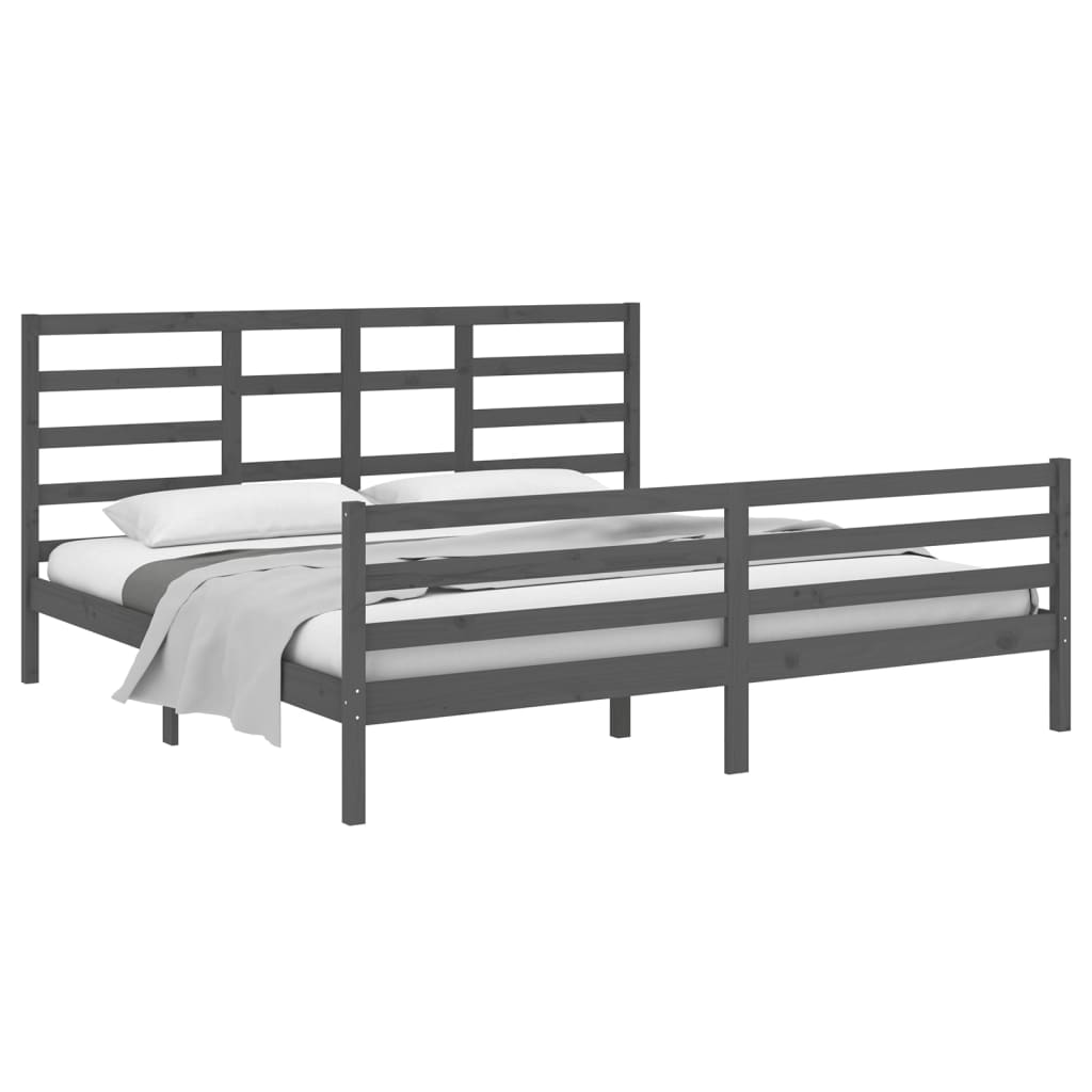 vidaXL Bedframe massief hout grijs 200x200 cm