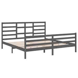 Rám postele šedý masivní dřevo 200 x 200 cm - obrázek 4