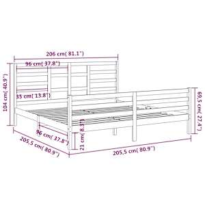 Rám postele šedý masivní dřevo 200 x 200 cm - obrázek 6