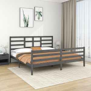 Rám postele šedý masivní dřevo 200 x 200 cm