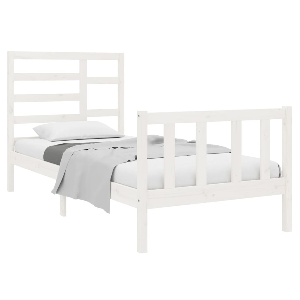 

vidaXL Bedframe massief hout wit 75x190 cm 2FT6 Small Single