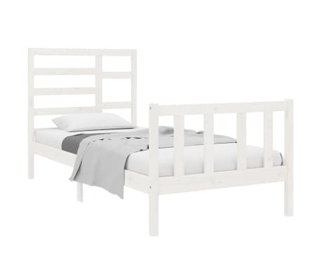 vidaXL Bedframe massief hout wit 75x190 cm