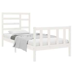 vidaXL Bedframe massief hout wit 75x190 cm