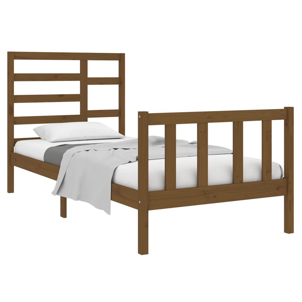 

vidaXL Bedframe massief hout honingbruin 75x190 cm 2FT6 Small Single