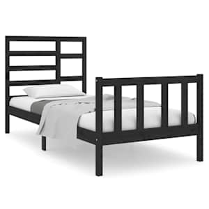 Rám postele černý masivní dřevo 75 x 190 cm malé jednolůžko - obrázek 2