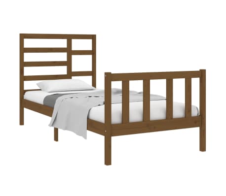 vidaXL Estructura cama madera maciza individual marrón miel 90x190 cm