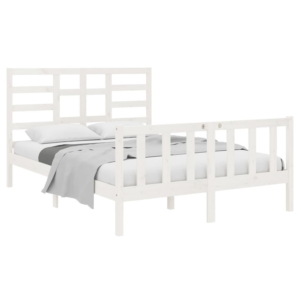 vidaXL Bedframe massief hout wit 120x190 cm 4FT Small Double