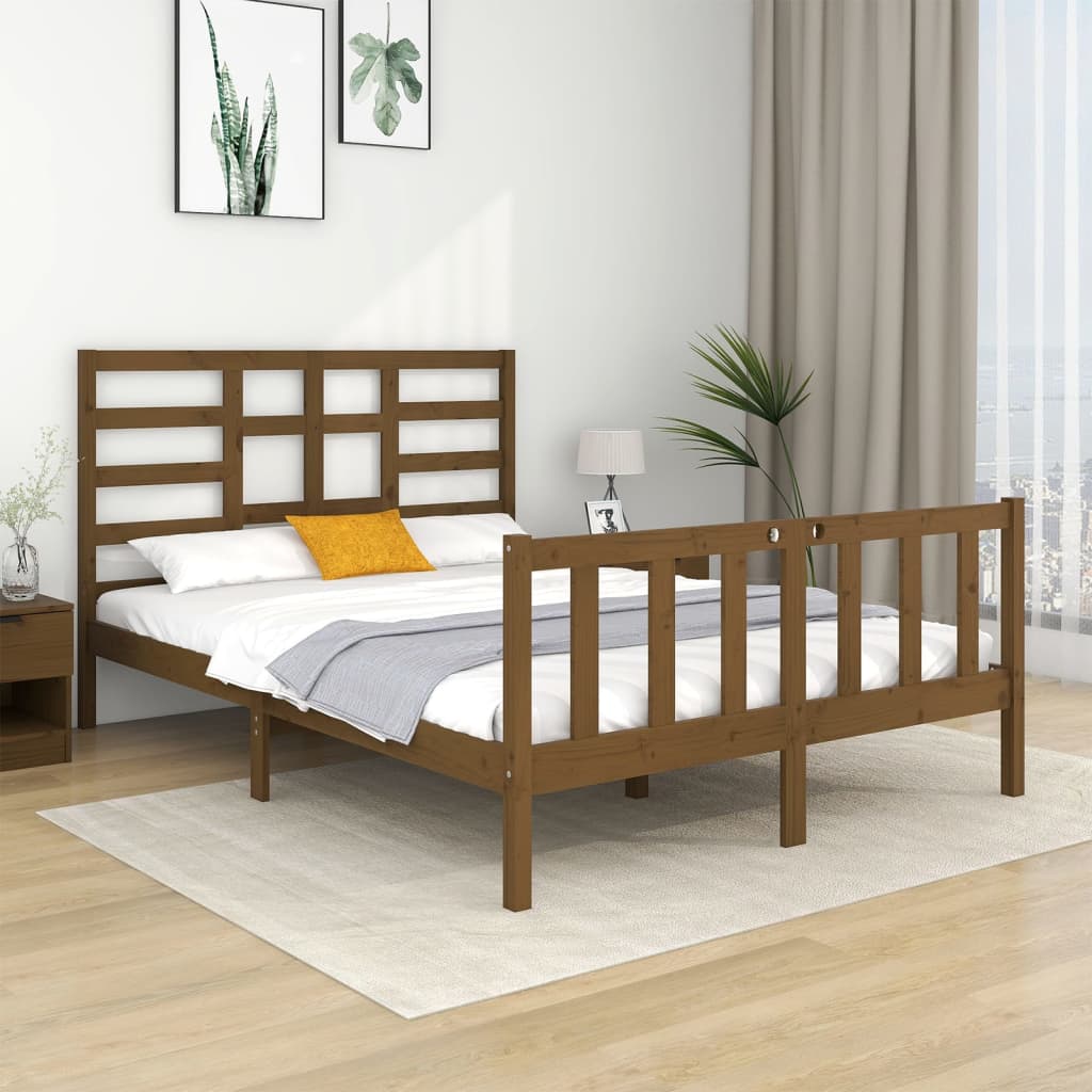 Rám postele medově hnědý masivní dřevo 120x190 cm Small Double