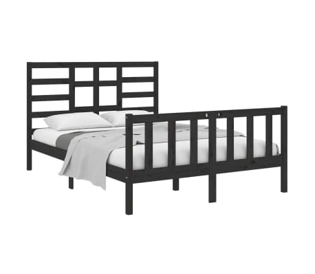 vidaXL Massivholzbett Schwarz 120x190 cm
