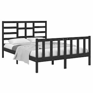 vidaXL Massivholzbett Schwarz 120x190 cm