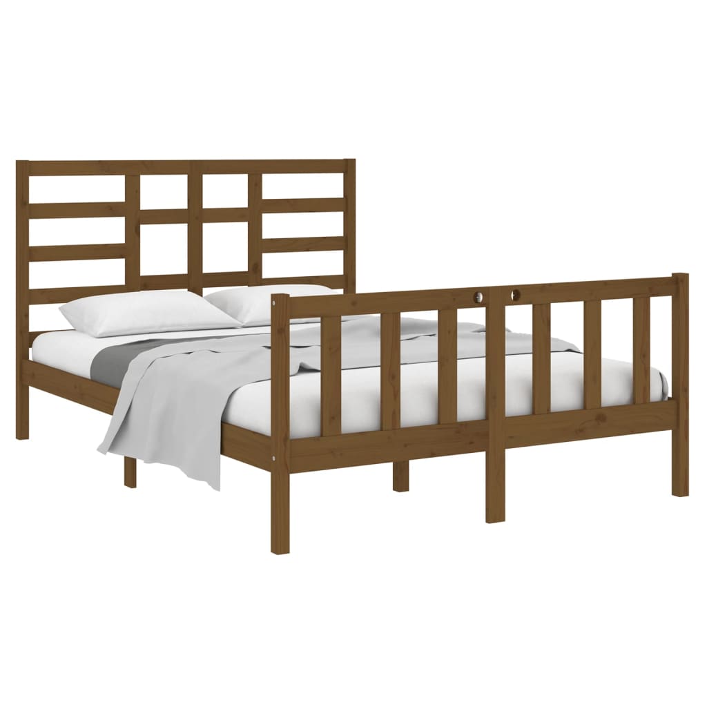 vidaXL Bedframe massief hout honingbruin 135x190 cm 4FT6 Double