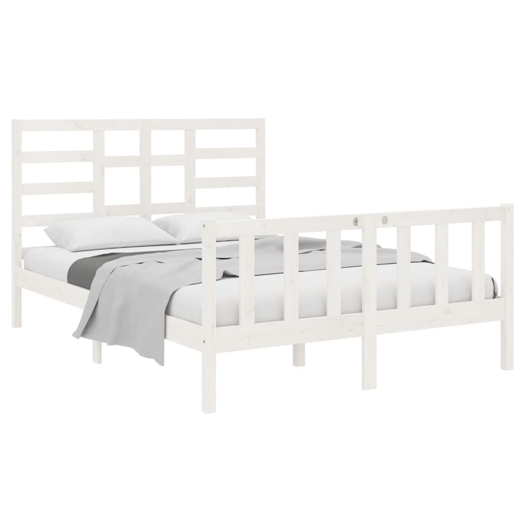 vidaXL Bedframe massief hout wit 140x190 cm