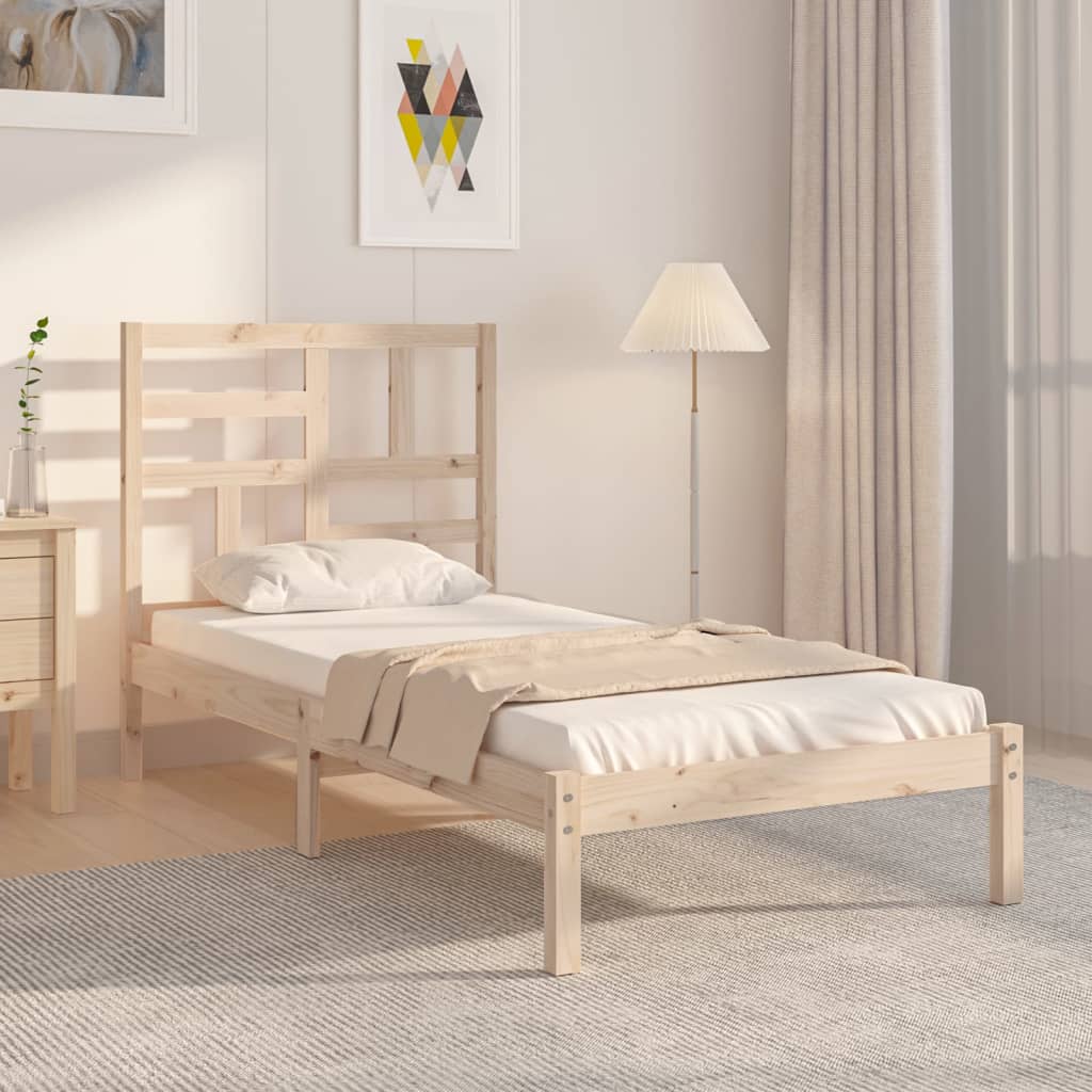 vidaXL Estrutura de cama pequena solteiro 75x190 cm madeira maciça