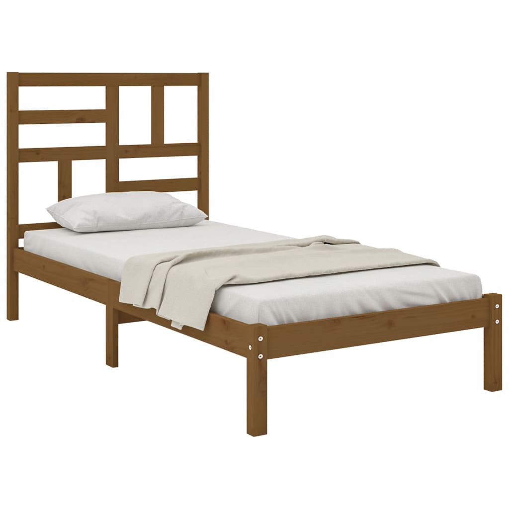 vidaXL Bedframe massief hout honingbruin 75x190 cm 2FT6 Small Single