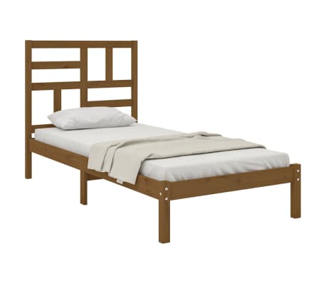 vidaXL Cadre de lit Marron miel Bois massif 75x190 cm Petit simple