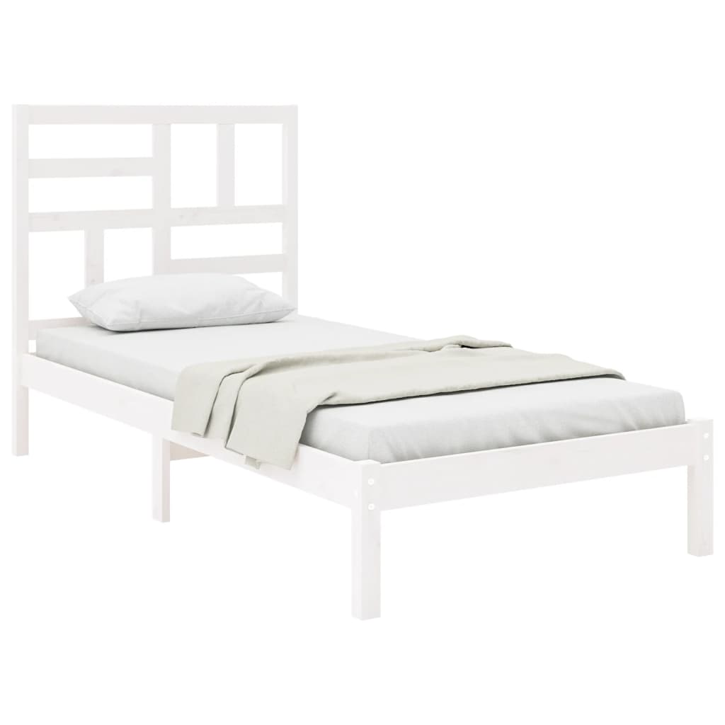 vidaXL Bedframe massief hout wit 90x190 cm 3FT Single