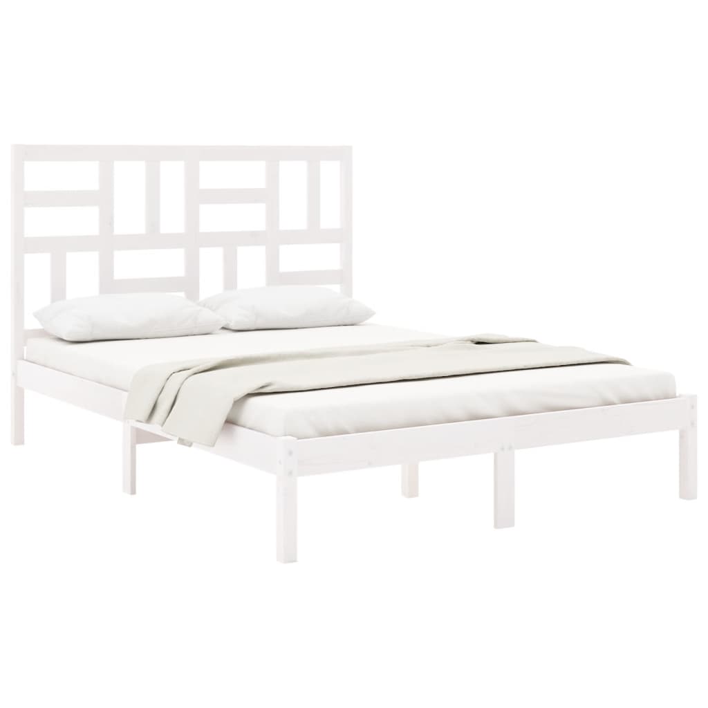 

vidaXL Bedframe massief hout wit 120x190 cm 4FT Small Double