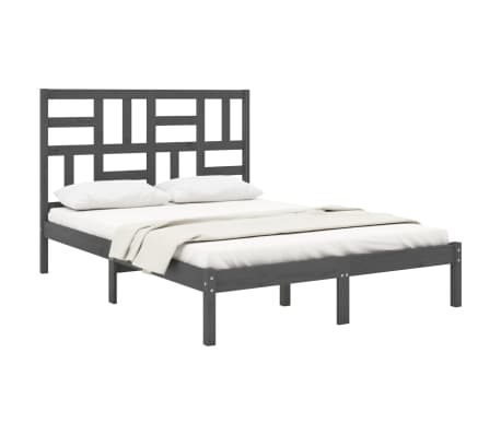 vidaXL Estructura de cama doble pequeña madera maciza gris 120x190 cm