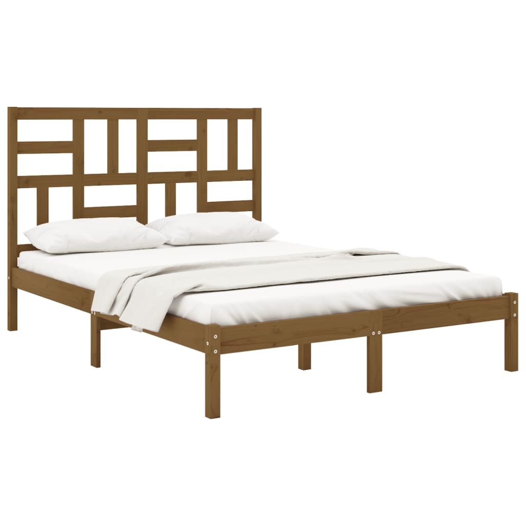 vidaXL Bedframe massief hout honingbruin 120x190 cm 4FT Small Double