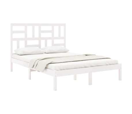 vidaXL Sengeramme hvit heltre 135x190 cm Double
