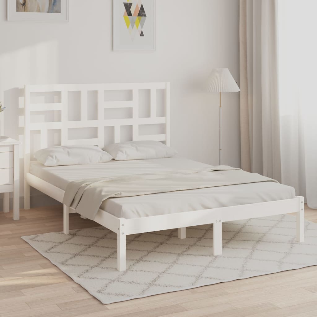 vidaXL Rama ka, biaa, lite drewno, 140x190 cm