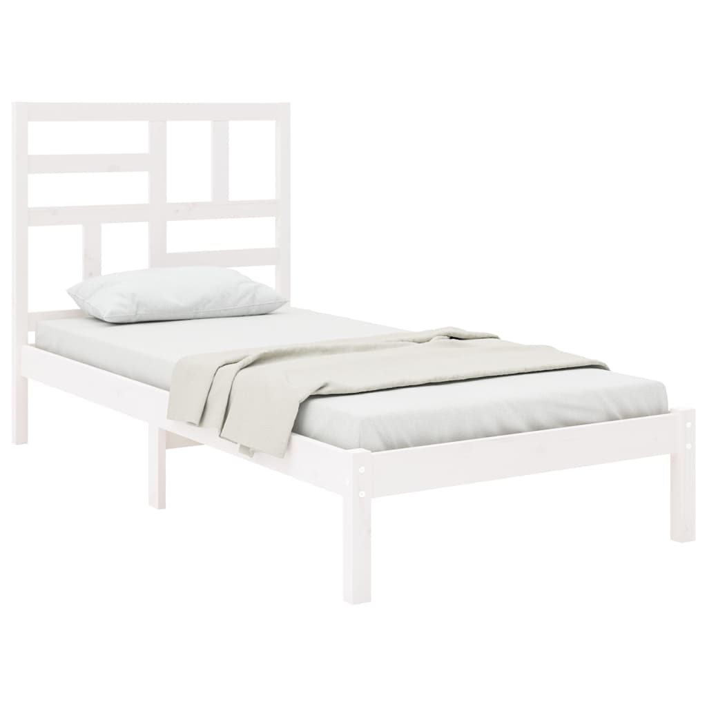 vidaXL Bedframe massief hout wit 90x200 cm afbeelding