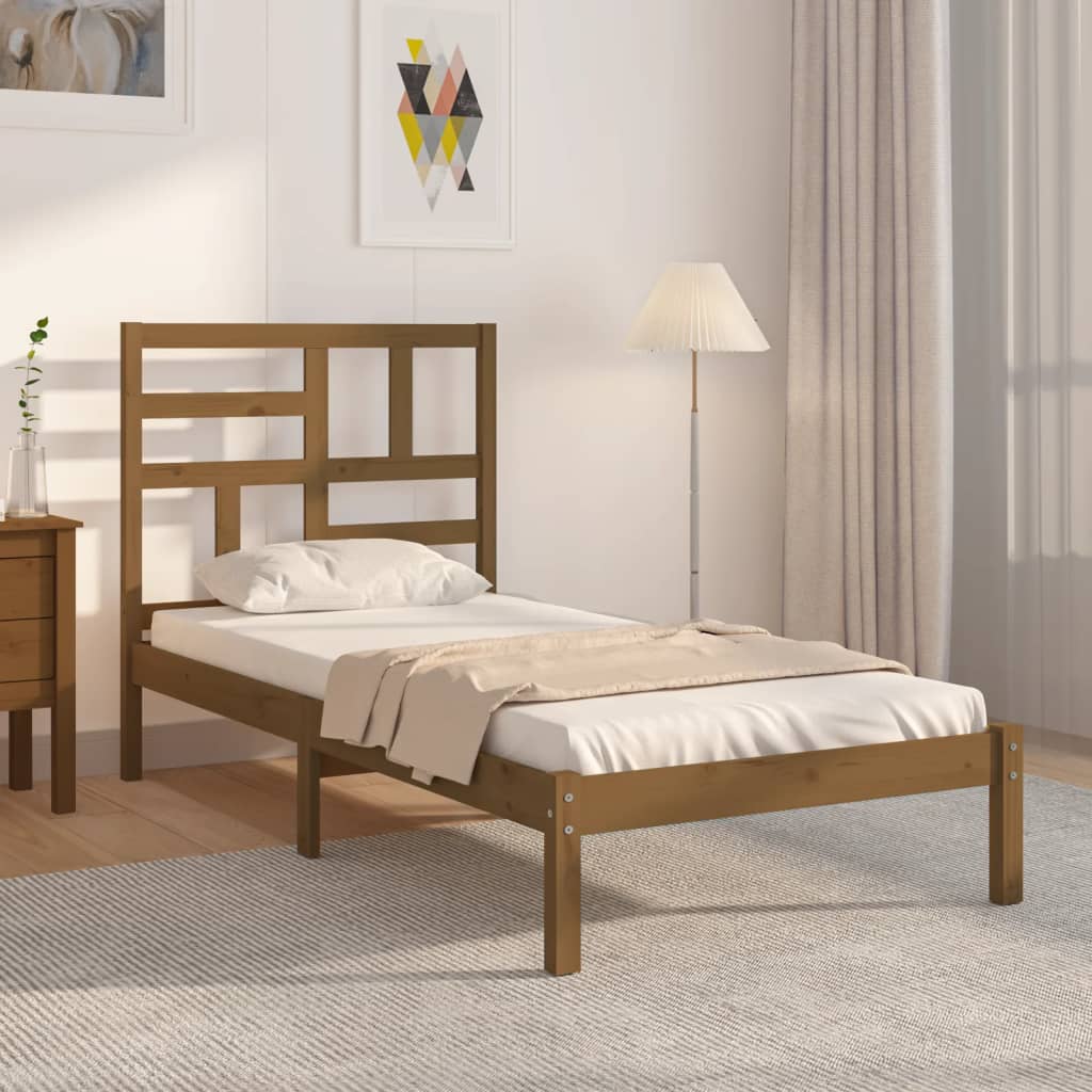 vidaXL Cadru de pat, maro miere, 90×200 cm, lemn masiv