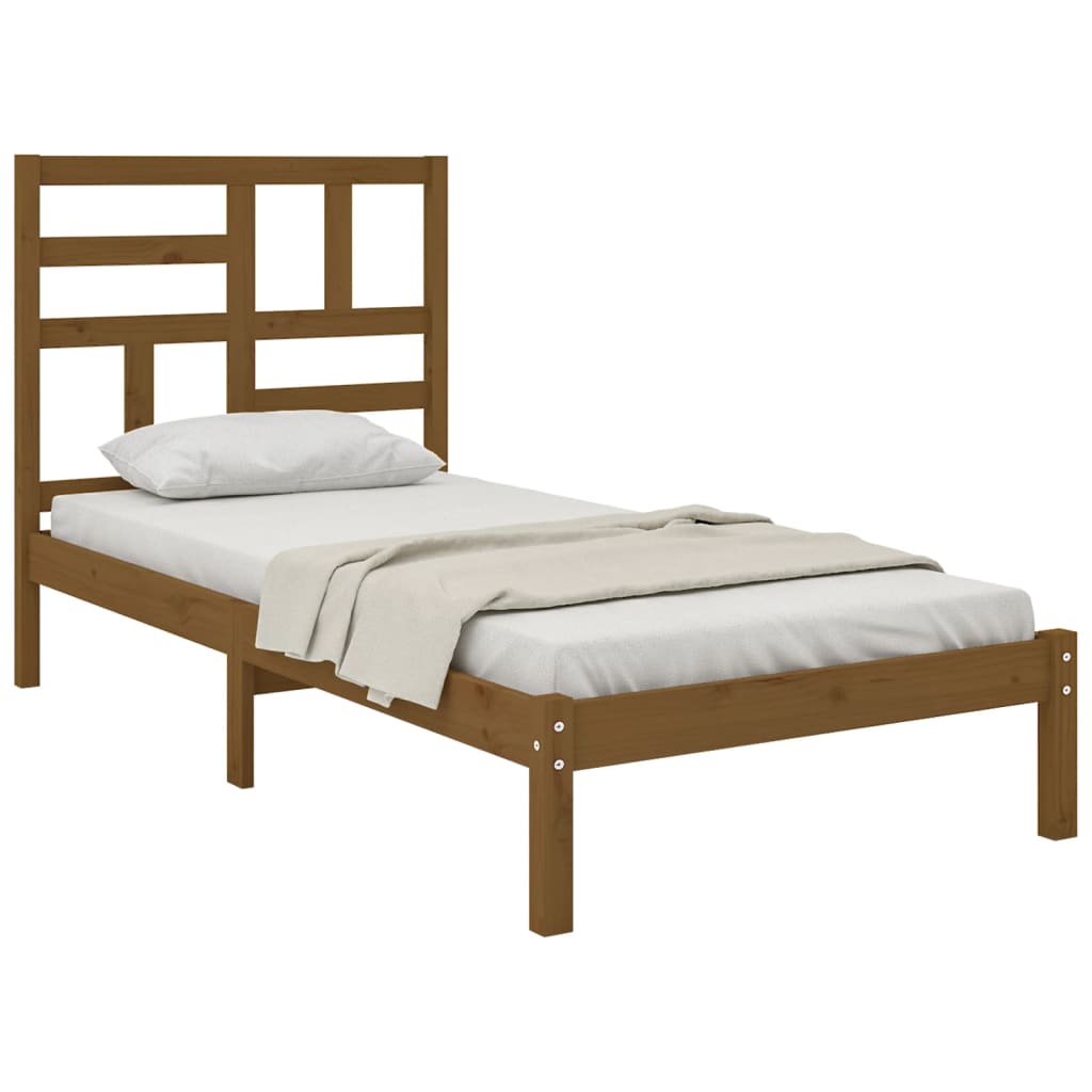vidaXL Bedframe massief hout honingbruin 100x200 cm afbeelding