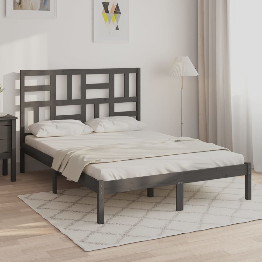Rám postele šedý masivní dřevo 120 x 200 cm