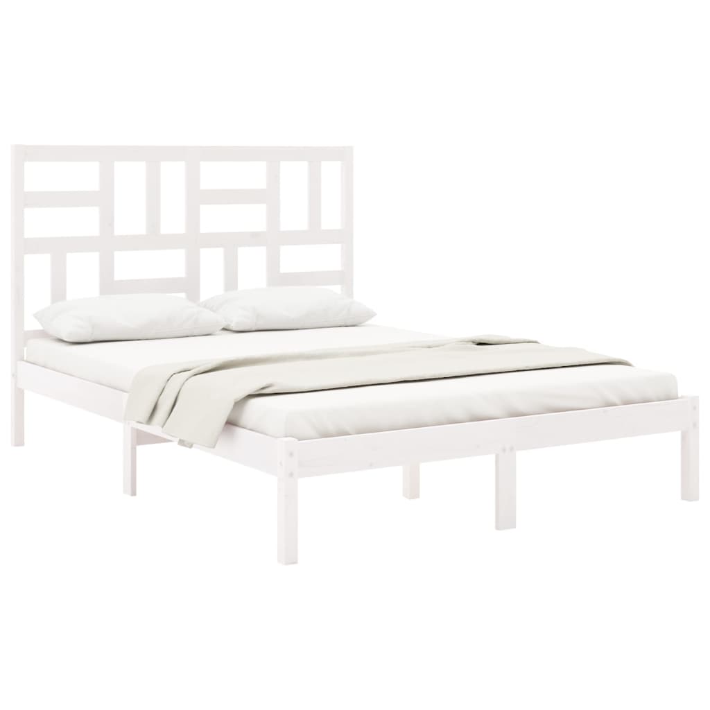 vidaXL Bedframe massief hout wit 150x200 cm afbeelding