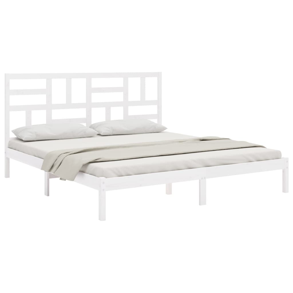 vidaXL Estrutura de cama super king 180x200 cm madeira maciça branco