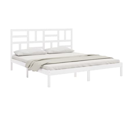 vidaXL Estrutura de cama super king 180x200 cm madeira maciça branco