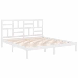Rám postele bílý masivní dřevo 180 x 200 cm Super King - obrázek 4