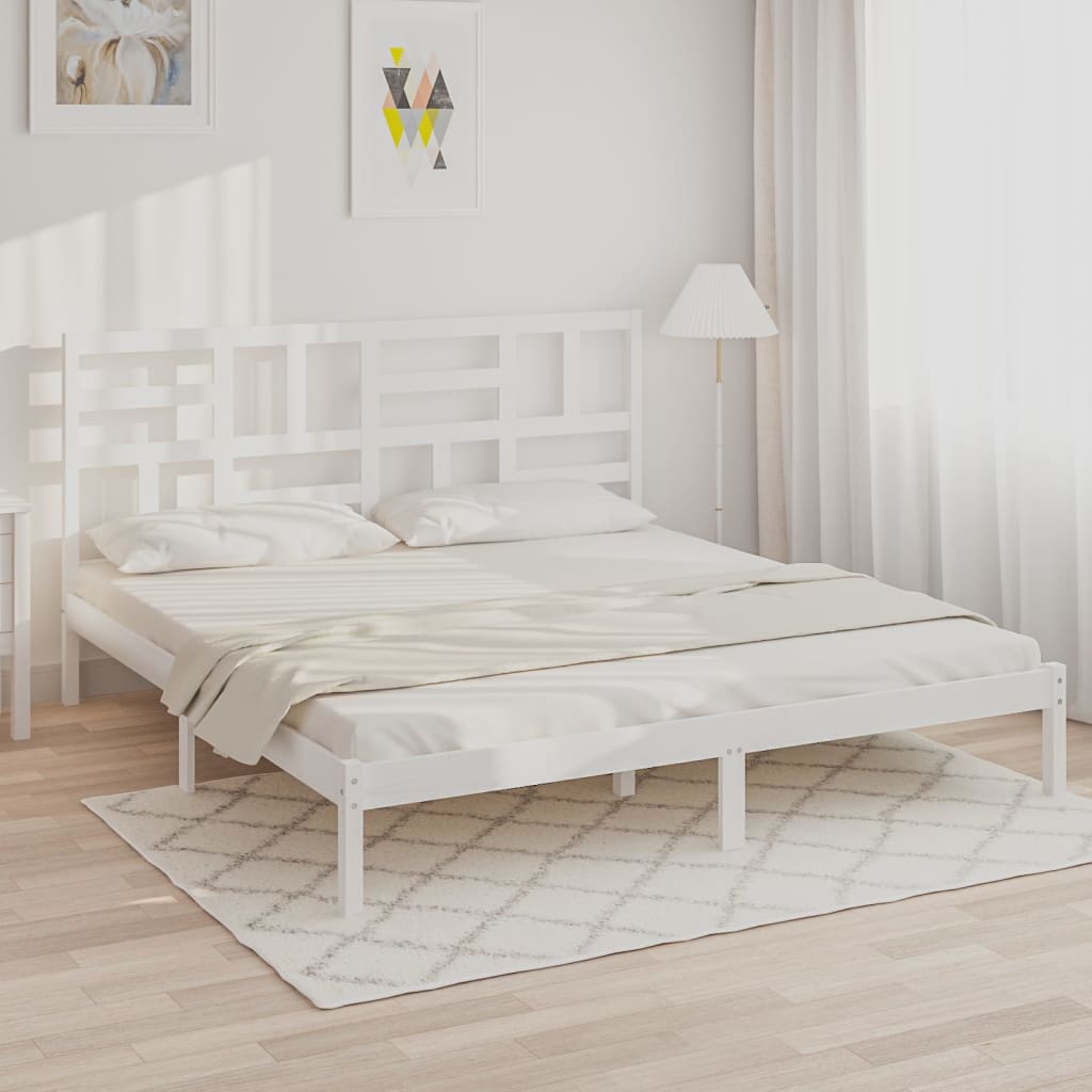 vidaXL Rama ka, biaa, lite drewno, 180x200 cm