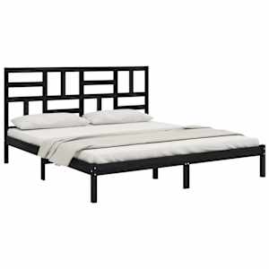 vidaXL Lovos rėmas, juodas, 180x200cm, medienos masyvas, itin didelis