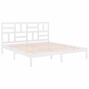 Rám postele bílý masivní dřevo 200 x 200 cm - obrázek 4