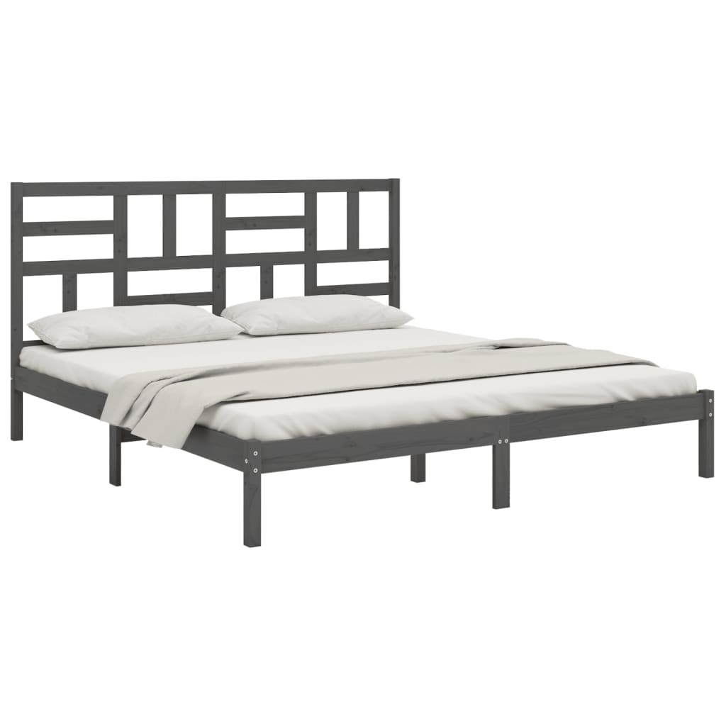 vidaXL Bedframe massief hout grijs 200x200 cm