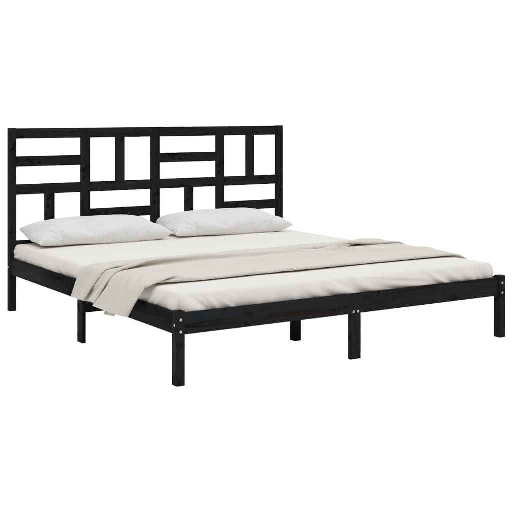 vidaXL Bedframe massief hout zwart 200x200 cm