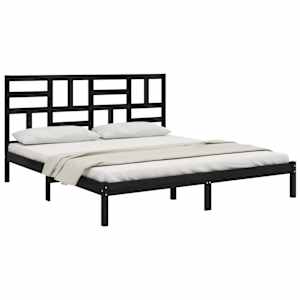 vidaXL Sengeramme svart heltre200x200 cm