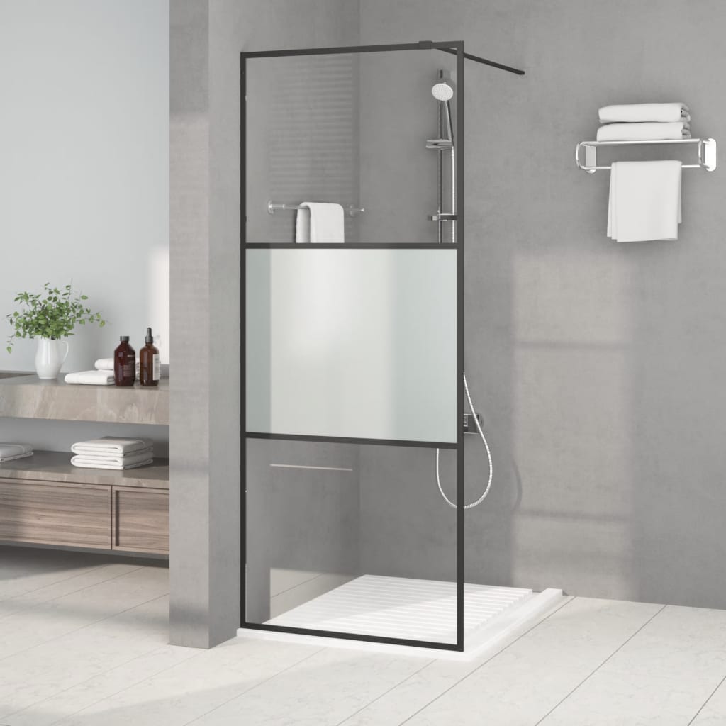 vidaXL Duschwand für Begehbare Dusche Schwarz 80x195 cm Halbmatt ESG