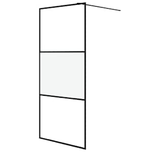 Sprchová zástěna walk-in černá 90x195 cm napůl mléčné ESG sklo - obrázek 2