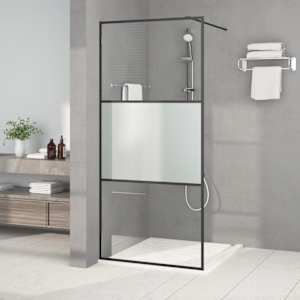 Sprchová zástěna walk-in černá 90x195 cm napůl mléčné ESG sklo - obrázek 1