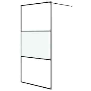 Sprchová zástěna walk-in černá 100x195 cm napůl mléčné ESG sklo - obrázek 2